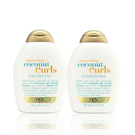 Buy OGX Curl Quench Duo for Hydrating & Nourishing Curly Hair with Coconut Oil, Citrus Oil & Honey: Coconut Curls Shampoo + Conditioner Set - 385 ml Each - Purplle