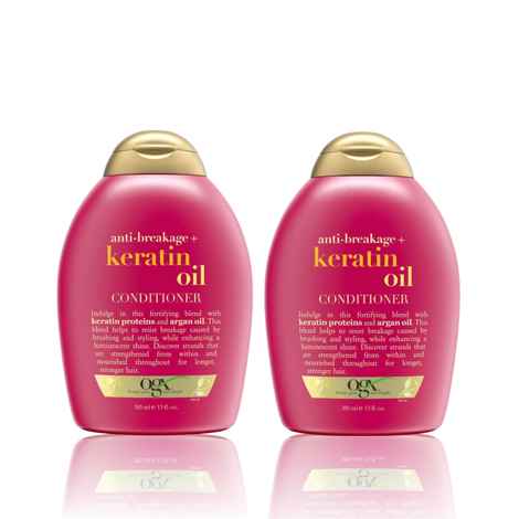 Buy OGX Strength & Length Duo for Damaged Hair & Split Ends: Keratin Oil Anti-Frizz Conditioner - Twin Pack (2 x 385 ml) - Purplle