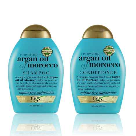 Buy OGX Argan Oil Hydration Duo to Moisturise, Soften, Strengthen Hair: Shampoo & Conditioner Set - 385 ml Each - Purplle