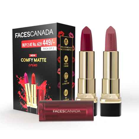 Buy FACES CANADA Comfy Matte Creme Lipstick Pack of 2 - Told You So 17 4.2g + To The Point 19 4.2g - Purplle