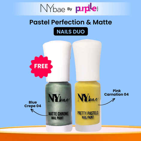 Buy NY Bae Pretty Pastels & Matte Nails Set | Pastel Yellow Glossy Nail Polish | Green Matte Nail Polish | Long Lasting | Quick Drying | Chip Proof | Bright Colours | Full Coverage - Purplle