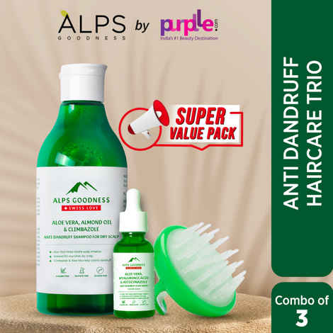 Buy Alps Goodness Antidandruff Trio (Pack of 3) with Anti Dandruff Shampoo (290 ml), Anti Dandruff Scalp Serum (30 ml) & Scalp Massager I For Healthy Scalp I Cleansing Hair Care Set - Purplle