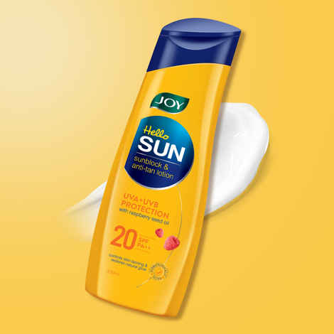 Buy Joy Hello Sun Body Sunscreen Lotion SPF20 PA++ (300 ml) | UVA + UVB Protection | Tan Control and restores Glow | Lightweight, Fast Absorbing & Zero White Cast | For Normal to Oily Skin - Purplle