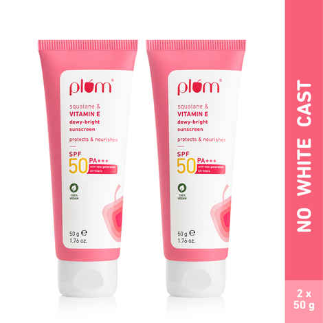 Plum Squalane & Vitamin E Dewy-Bright Sunscreen SPF 50 PA+++ (Pack of 2)