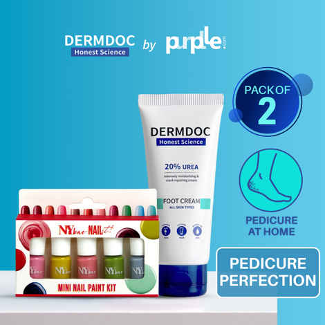 Buy DERMDOC Pedicure Perfection Kit | cream for cracked heels | foot crack cream | nail polish set ,Pack of 2 - Purplle