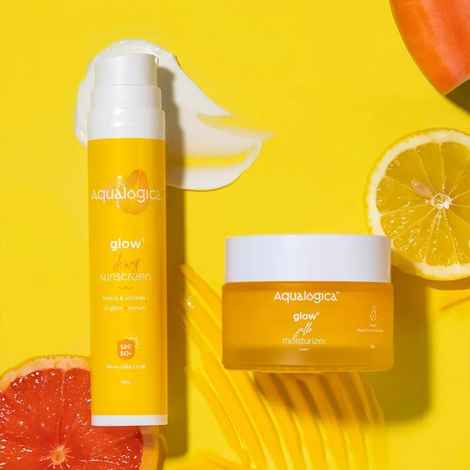 Aqualogica Radiant Glow Quartet: Smoothie Face Wash (100 gm) + Concentrate Face Serum (30 ml) + Jello Moisturizer (50 gm) + Dewy Sunscreen (50 gm)
