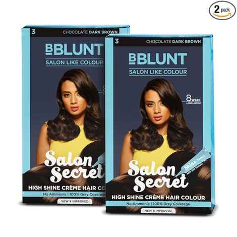 BBLUNT High Shine Hair Colour Twin Pack: Chocolate Dark Brown (3) - No Ammonia (2x100g + 2x8 ml)