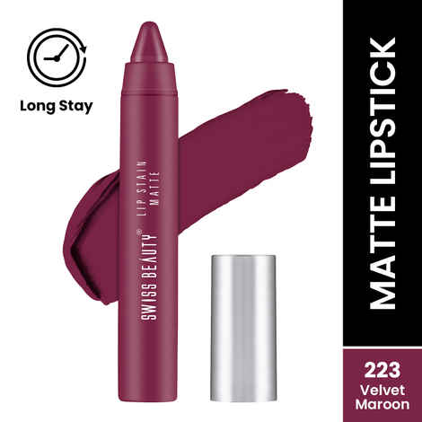 Buy Swiss Beauty Lip Stain Matte Lipstick - Velvet-Maroon (3.4 gm) - Purplle