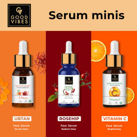 Buy Good Vibes Introducing Starters Serum | Set of 3 | Face Serums | Vitamin C, Rosehip & Ubtan - Purplle