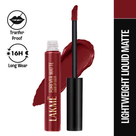Buy Lakme Forever Matte Liquid Lip, 16hr Lipstick, Lightweight & transferproof - Crimson Rose, 5.6 ml - Purplle