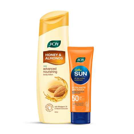 Buy Joy Honey & Almonds Body Lotion 300ml & Dry Touch Sunscreen SPF 50 PA+++ (50ml) Combo Pack) - Purplle