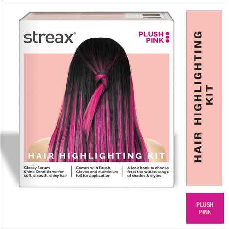 Streax Hair Colour Highlight Kit | Pink Hair Colour, Plush Pink, 180 gm