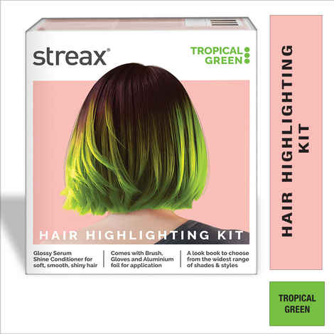 Buy Streax Hair Colour Highlight Kit | Green Hair Colour, Tropical Green, 180 gm - Purplle