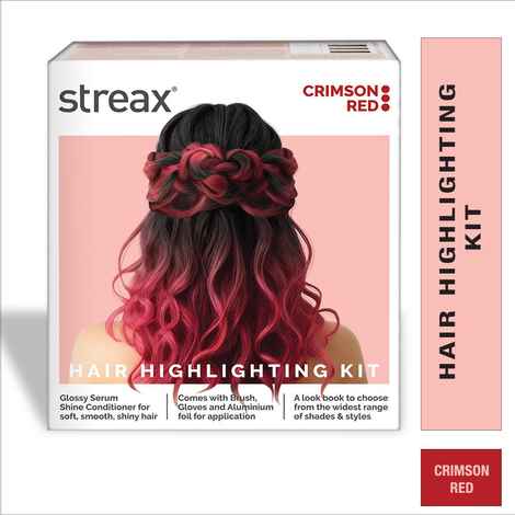 Streax Hair Colour Highlight Kit | Red Hair Colour, Crimson Red - Pack of 1 I Enriched with Walnut & Argan Oil I Hair Colour for Women | Rich, vibrant, Easy to use, DIY Application 180 gm