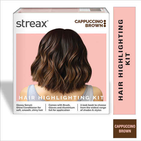 Buy Streax Hair Colour Highlight Kit | Brown Hair Colour, Cappuccino Brown, 180 gm - Purplle