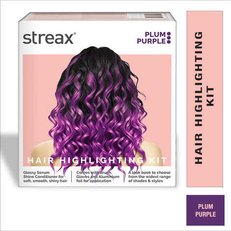 Buy Streax Hair Colour Highlight Kit | Purple Hair Colour, Plum Purple, 180 gm - Purplle