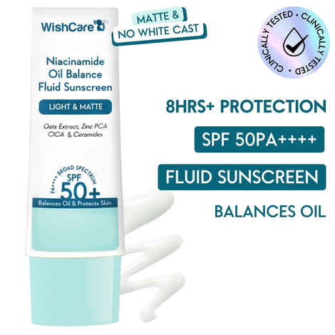 WishCare Niacinamide Oil Balance Sunscreen SPF 50 PA++++ - In vivo Tested - Light & Matte Sunscreen for Oily Skin (50 gm)