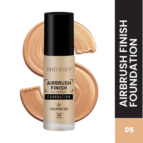 Buy Swiss Beauty Airbrush Finish Full Coverage Foundation -5 Caramel Beige (30 ml) - Purplle