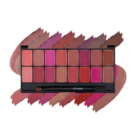 MARS Infinity Lip Palette | Demi Matte | 16 Colors to Infinte Lipstick Colors | Free Spatula cum Applicator (36 gm) (03-Multicolor)