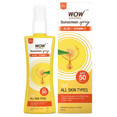 Buy WOW Skin Science Sunscreen Spray For All Skin Types | SPF 50 PA++++ | Lightweight & Quick Absorbing | UVA & UVB Protection -100 ml - Purplle