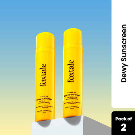 Buy Foxtale - (Pack of 2) CoverUp SPF 50+ PA++++ Broad Spectrum Dewy Sunscreen Cream Protects Your Skin from UVA+UVB Rays and Blue Light Emitted from Screens, Evens Skin Tone-50ml - Purplle