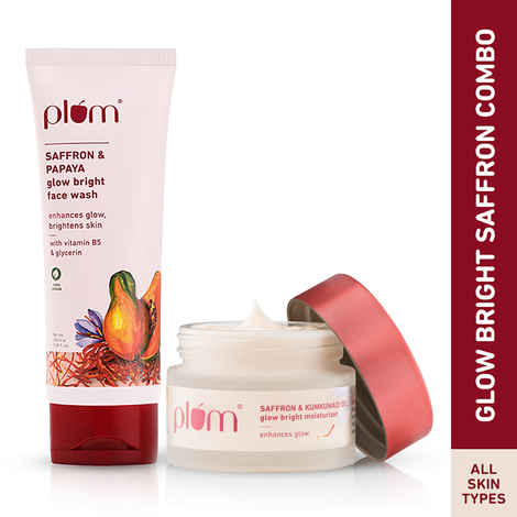 Buy Plum Saffron Glow Bright Facewash and Moisturizer Combo of 2 - Purplle