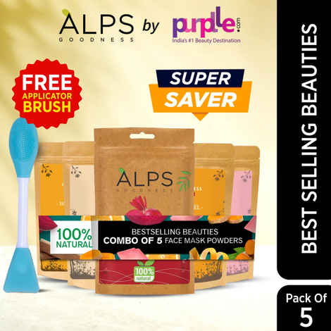 Buy Alps Goodness Bestselling Beauties with Applicator Brush (Pack of 6) | Beetroot, Sandalwood, Orange peel, Rose petals, & Wild turmeric powder with Applicator Brush | Beauty Combo for Radiant Skin (5 x 50 gm) - Purplle