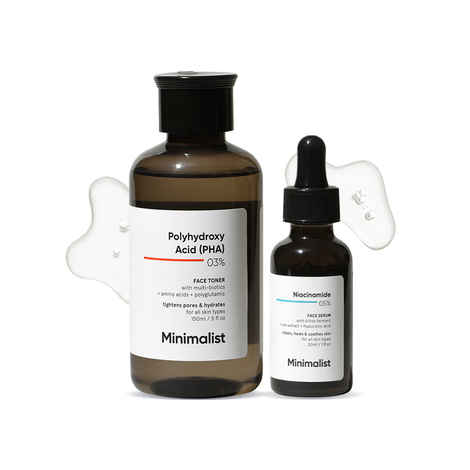 Minimalist Daily Pore Care Kit For Cleansing & Minimizing Open Pores (3% PHA Face Toner 150 ml+ 5% Niacinamide Face Serum 30 ml)
