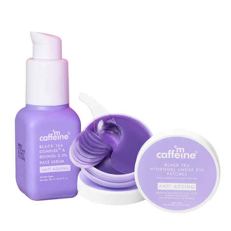 Buy mCaffeine Black Tea Eye patches + Black Tea Face Serum Combo of 2 - Purplle