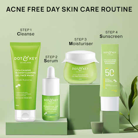 Dot & Key Acne Free Day Skin Care Routine | Face Wash, Serum, Night Gel & Sunscreen - 240 gm
