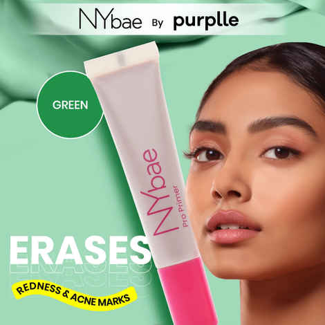 NY Bae Pro Primer - Green Colour Corrector (15 ml) | Face Primer | Glowing Korean Skin | Cancels Redness | Conceals Acne | Pore Minimising | Long Lasting Makeup