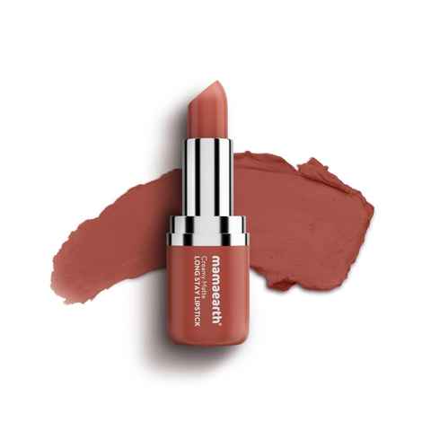 Buy Mamaearth Creamy Matte Long Stay Lipstick with Murumuru Butter and Vitamin E for 8-Hour Long Stay (Flakeproof & Non-Drying | Intense Color Payoff) Apricot Taupe - 4.2 gm - Purplle