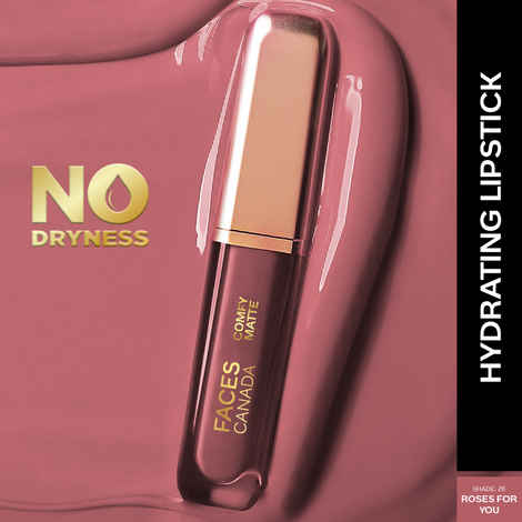 Buy FACES CANADA Comfy Matte Liquid Lipstick - Roses For You, 3 ml | Comfortable 10HR Longstay | Intense Matte Color | Almond Oil & Vitamin E Infused | Super Smooth | No Dryness | No Alcohol - Purplle