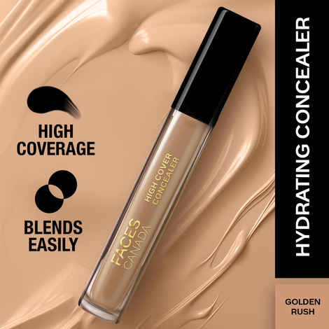 Buy FACES CANADA High Cover Concealer - Golden Rush 06, 4 ml | Natural Finish Liquid Concealer | Blends Easily | Covers Spots, Blemishes & Dark Circles | Shea Butter & Vitamin E - Purplle