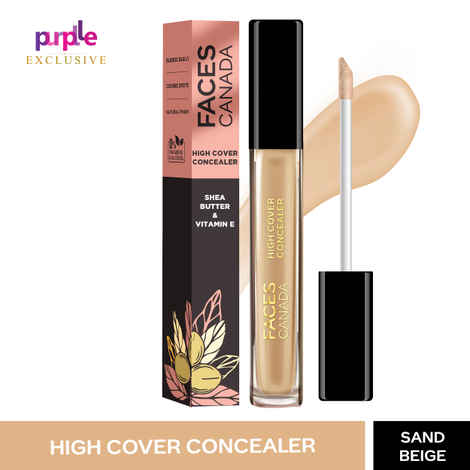 Buy FACES CANADA High Cover Concealer - Sand Beige 01, 4 ml | Natural Finish Liquid Concealer | Blends Easily | Covers Spots, Blemishes & Dark Circles | Shea Butter & Vitamin E | Exclusively on Purplle - Purplle