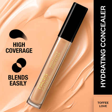 Buy FACES CANADA High Cover Concealer - Toffee Love 04, 4 ml | Natural Finish Liquid Concealer | Blends Easily | Covers Spots, Blemishes & Dark Circles | Shea Butter & Vitamin E - Purplle