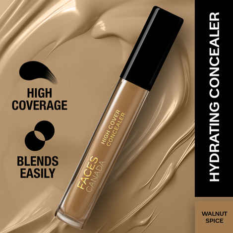 Buy FACES CANADA High Cover Concealer - Walnut Spice 05, 4 ml | Natural Finish Liquid Concealer | Blends Easily | Covers Spots, Blemishes & Dark Circles | Shea Butter & Vitamin E - Purplle