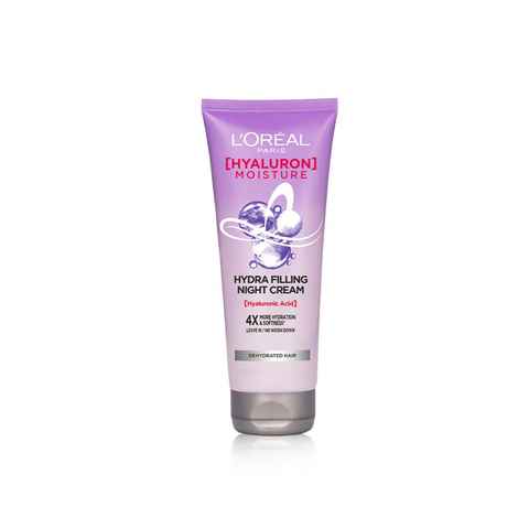 Buy L'Oreal Paris Hyaluron Moisture Hydra Filling Night Cream | Leave In Hair Cream with Hyaluronic Acid | For Dry & Dehydrated Hair | Adds Shine & bounce 180 ml - Purplle