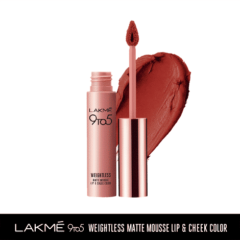 Buy Lakme 9 To 5 Weightless Matte Mousse Lip & Cheek Color - Brick Bloom (9 gm) - Purplle
