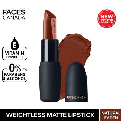 Buy Faces Canada Weightless Matte Lipstick |Jojoba and Almond Oil enriched| Highly pigmented | Smooth One Stroke Weightless Color | Keeps Lips Moisturized | Shade - Natural Earth 4.5 gm - Purplle