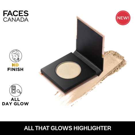Buy FACES CANADA All That Glows Highlighter - Hello Sunshine, 4 gm | HD Finish | Lightweight Flawless All Day Glow | Intense Pigment | Rich Gold Hue | Blendable & Buildable | Enriched With Vitamin C & E - Purplle