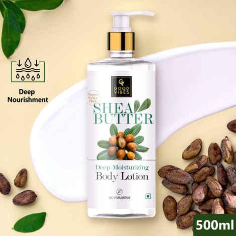 Buy Good Vibes Shea Butter Deep Moisturizing Body Lotion | Hydrating, Moisturizing | No Parabens, No Sulphates, No Animal Testing (400 ml + 100 ml free) - Purplle