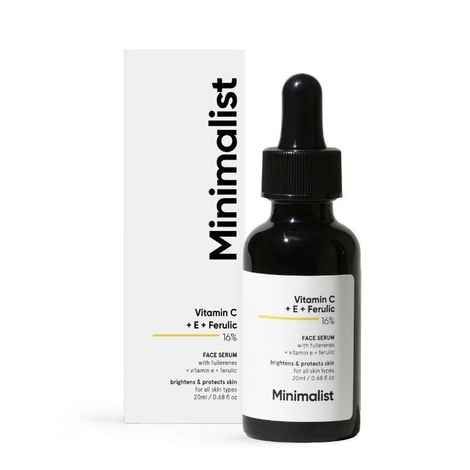 Buy Minimalist 16% Vitamin C + E + Ferulic Face Serum With Fullerenes + Vitamin E + Ferulic - 20 ml - Purplle