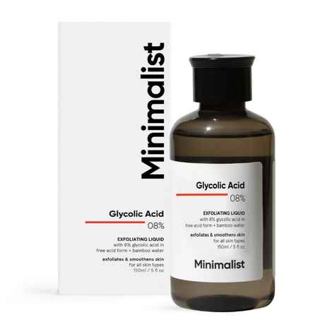 Buy Minimalist 8% Glycolic Acid Exfoliating Liquid in free acid form with bamboo water for exfoliating & smoothening skin - 150 ml - Purplle