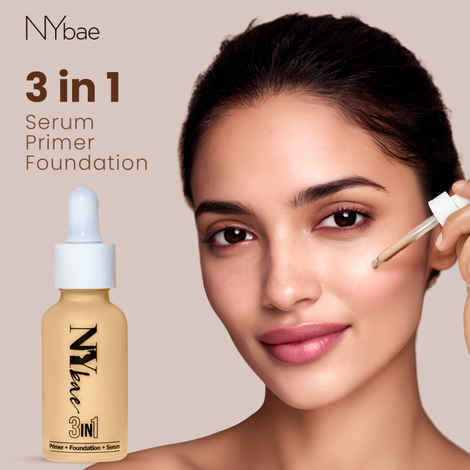 Buy NY Bae 3 IN 1 Serum Foundation - Warm Vanilla 01 (30 ml) | Infused with Primer | Moisturising I Glowing Korean Skin I Celeb Glow | Dewy Makeup | Evens Skin Tone | Ultra Glow - Purplle