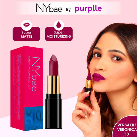 Buy NY Bae Super Matte Lipstick - Versatile Veronica 18 (4.2 gm) | Purple | Loaded With Vitamin E | Rich Colour | Long lasting | Smudgeproof | Vegan - Purplle