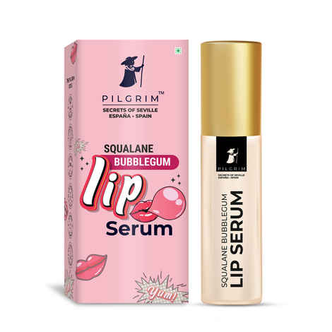 Buy Pilgrim Squalane Bubblegum Lip Serum With Roll-On For Visibly Plump Lips | Hydrating Lip Serum For Dark Lips | Lip Serum With Shea Butter & Pomegranate Extracts For Moisturized & Soft Lips | Men & Women, 6 ml - Purplle