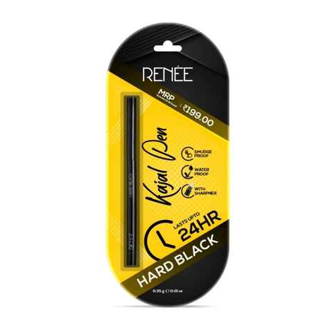 RENEE Hard Black Kajal Pen with Sharpener, 0.35 gm
