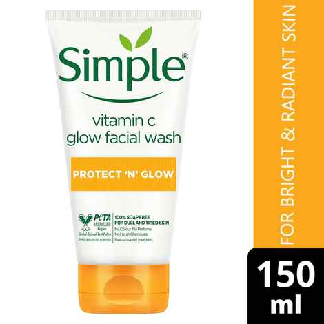 Buy Simple Vitamin C Facial Wash | 100% Soap Free | Gentle Brightening Cleanser with Yuzu Lemon, 150 ml - Purplle