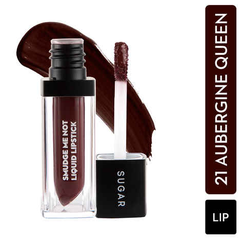 Buy SUGAR Cosmetics Smudge Me Not Liquid Lipsticks for Women | Transferproof & Waterproof | Lasts 12+ Hours | Matte Lipstick | 4.5 ml - 21 Aubergine Queen (Blackened Burgundy) - Purplle